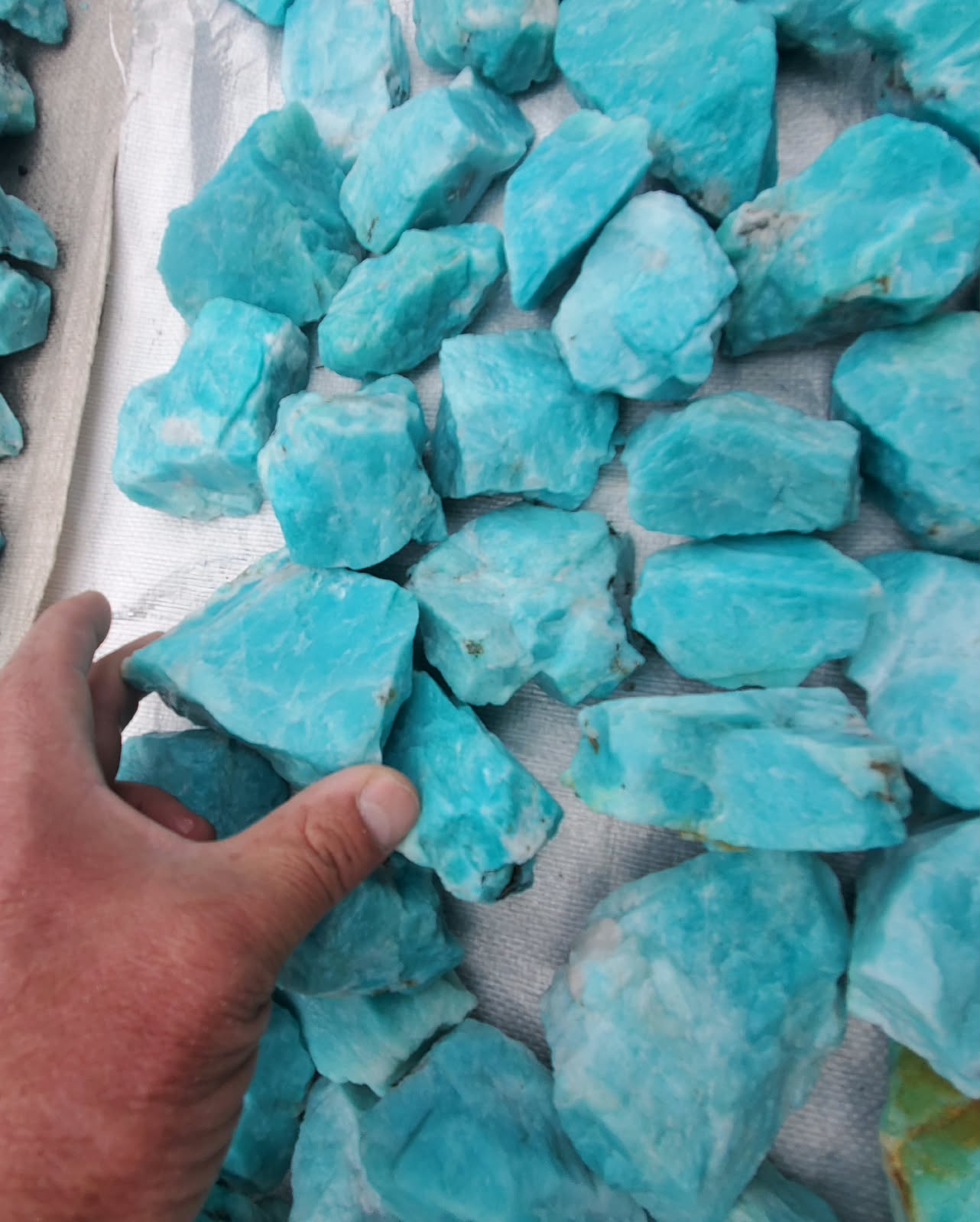 Close photograph showing rough texture of amazonite